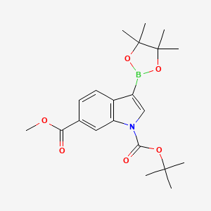 molecular formula C21H28BNO6 B2365232 1-(tert-butyl) 6-Methyl 3-(4,4,5,5-tetramethyl-1,3,2-dioxaborolan-2-yl)-1H-indole-1,6-dicarboxylate CAS No. 2377609-81-7