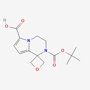 2-[(2-Methylpropan-2-yl)oxycarbonyl]spiro[3,4-dihydropyrrolo[1,2-a]pyrazine-1,3'-oxetane]-6-carboxylic acid