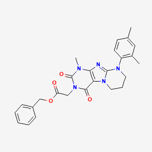 molecular formula C26H27N5O4 B2365291 benzyl 2-[9-(2,4-dimethylphenyl)-1-methyl-2,4-dioxo-1H,2H,3H,4H,6H,7H,8H,9H-pyrimido[1,2-g]purin-3-yl]acetate CAS No. 923399-74-0