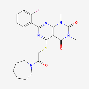 5-((2-(azepan-1-yl)-2-oxoethyl)thio)-7-(2-fluorophenyl)-1,3-dimethylpyrimido[4,5-d]pyrimidine-2,4(1H,3H)-dione