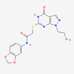N-1,3-benzodioxol-5-yl-2-{[1-(2-hydroxyethyl)-4-oxo-4,5-dihydro-1H-pyrazolo[3,4-d]pyrimidin-6-yl]thio}acetamide