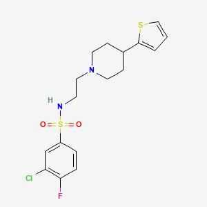 molecular formula C17H20ClFN2O2S2 B2365331 3-chloro-4-fluoro-N-(2-(4-(thiophen-2-yl)piperidin-1-yl)ethyl)benzenesulfonamide CAS No. 1428372-40-0