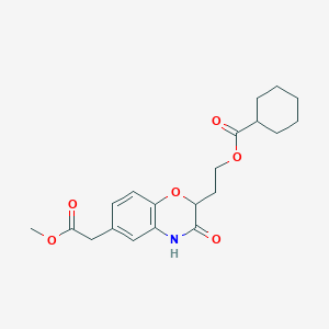 molecular formula C20H25NO6 B2365348 2-[6-(2-methoxy-2-oxoethyl)-3-oxo-3,4-dihydro-2H-1,4-benzoxazin-2-yl]ethyl cyclohexanecarboxylate CAS No. 860648-61-9