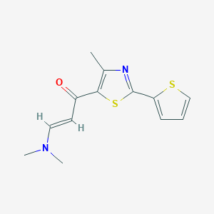 molecular formula C13H14N2OS2 B2365350 (2E)-3-(dimethylamino)-1-[4-methyl-2-(thiophen-2-yl)-1,3-thiazol-5-yl]prop-2-en-1-one CAS No. 263148-02-3
