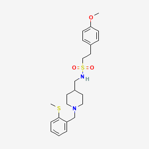 molecular formula C23H32N2O3S2 B2365355 2-(4-methoxyphenyl)-N-((1-(2-(methylthio)benzyl)piperidin-4-yl)methyl)ethanesulfonamide CAS No. 1235134-42-5