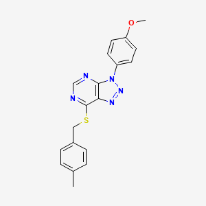 molecular formula C19H17N5OS B2365357 3-(4-Methoxyphenyl)-7-[(4-methylphenyl)methylsulfanyl]triazolo[4,5-d]pyrimidine CAS No. 863500-83-8