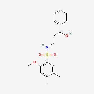 molecular formula C18H23NO4S B2365360 N-(3-hydroxy-3-phenylpropyl)-2-methoxy-4,5-dimethylbenzenesulfonamide CAS No. 1396687-23-2