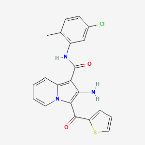 molecular formula C21H16ClN3O2S B2365364 2-氨基-N-(5-氯-2-甲基苯基)-3-(噻吩-2-羰基)吲哚并[1,2-a]喹啉-1-甲酰胺 CAS No. 904267-41-0