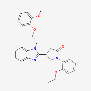 molecular formula C28H29N3O4 B2365374 1-(2-ethoxyphenyl)-4-{1-[2-(2-methoxyphenoxy)ethyl]-1H-benzimidazol-2-yl}pyrrolidin-2-one CAS No. 883642-61-3