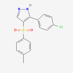 molecular formula C16H13ClN2O2S B2365394 3-(4-chlorophenyl)-4-(4-methylbenzenesulfonyl)-1H-pyrazole CAS No. 140614-07-9