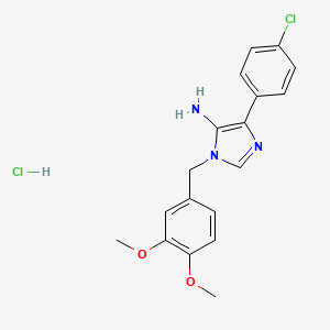 molecular formula C18H19Cl2N3O2 B2365395 4-(4-chlorophenyl)-1-[(3,4-dimethoxyphenyl)methyl]-1H-imidazol-5-amine hydrochloride CAS No. 1798002-54-6