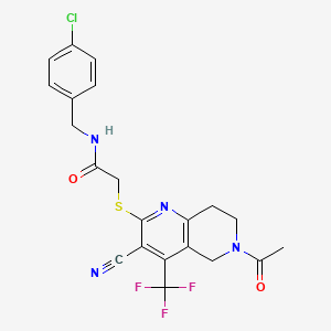 2-{[6-acetyl-3-cyano-4-(trifluoromethyl)-5,6,7,8-tetrahydro[1,6]naphthyridin-2-yl]sulfanyl}-N-(4-chlorobenzyl)acetamide