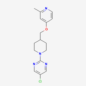 molecular formula C16H19ClN4O B2365404 5-Chloro-2-[4-[(2-methylpyridin-4-yl)oxymethyl]piperidin-1-yl]pyrimidine CAS No. 2380070-96-0