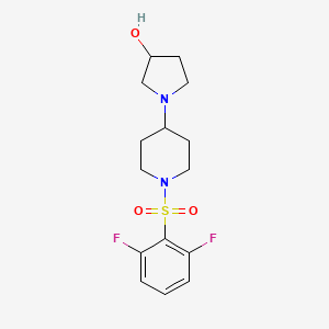 molecular formula C15H20F2N2O3S B2365408 1-(1-((2,6-Difluorophenyl)sulfonyl)piperidin-4-yl)pyrrolidin-3-ol CAS No. 1448052-38-7