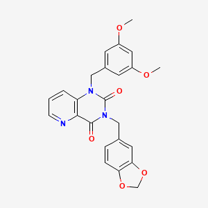 molecular formula C24H21N3O6 B2365414 3-(苯并[d][1,3]二氧杂环-5-基甲基)-1-(3,5-二甲氧基苄基)吡啶并[3,2-d]嘧啶-2,4(1H,3H)-二酮 CAS No. 921841-05-6