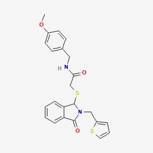 molecular formula C23H22N2O3S2 B2365424 N-(4-methoxybenzyl)-2-{[3-oxo-2-(2-thienylmethyl)-2,3-dihydro-1H-isoindol-1-yl]sulfanyl}acetamide CAS No. 866008-24-4