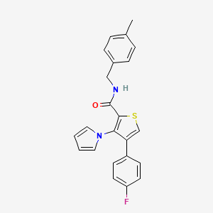 molecular formula C23H19FN2OS B2365436 4-(4-fluorophenyl)-N-(4-methylbenzyl)-3-(1H-pyrrol-1-yl)thiophene-2-carboxamide CAS No. 1291842-57-3
