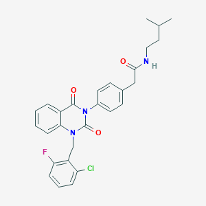 molecular formula C28H27ClFN3O3 B2365437 2-(4-(1-(2-chloro-6-fluorobenzyl)-2,4-dioxo-1,2-dihydroquinazolin-3(4H)-yl)phenyl)-N-isopentylacetamide CAS No. 1223821-15-5