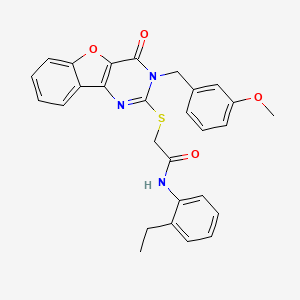 molecular formula C28H25N3O4S B2365438 N-(2-ethylphenyl)-2-{[3-(3-methoxybenzyl)-4-oxo-3,4-dihydro[1]benzofuro[3,2-d]pyrimidin-2-yl]sulfanyl}acetamide CAS No. 900002-16-6