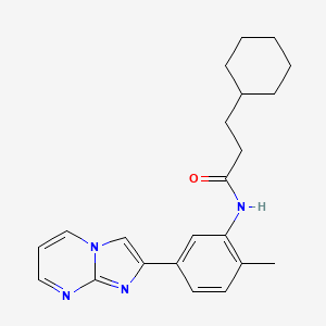 molecular formula C22H26N4O B2365440 3-cyclohexyl-N-(5-imidazo[1,2-a]pyrimidin-2-yl-2-methylphenyl)propanamide CAS No. 847387-72-8