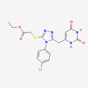 molecular formula C17H16ClN5O4S B2365443 2-((4-(4-氯苯基)-5-((2,6-二氧代-1,2,3,6-四氢嘧啶-4-基)甲基)-4H-1,2,4-三唑-3-基)硫代)乙酸乙酯 CAS No. 852155-08-9
