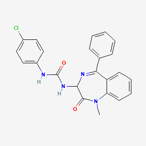 molecular formula C23H19ClN4O2 B2365455 1-(4-chlorophenyl)-3-(1-methyl-2-oxo-5-phenyl-2,3-dihydro-1H-1,4-benzodiazepin-3-yl)urea CAS No. 118018-41-0