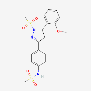 molecular formula C18H21N3O5S2 B2365457 N-(4-(5-(2-methoxyphenyl)-1-(methylsulfonyl)-4,5-dihydro-1H-pyrazol-3-yl)phenyl)methanesulfonamide CAS No. 852140-87-5