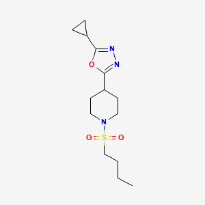 molecular formula C14H23N3O3S B2365459 2-(1-(Butylsulfonyl)piperidin-4-yl)-5-cyclopropyl-1,3,4-oxadiazole CAS No. 1170302-10-9