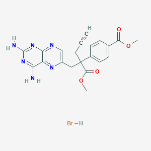 molecular formula C21H21BrN6O4 B2365461 Methyl 4-(2-((2,4-diaminopteridin-6-yl)methyl)-1-methoxy-1-oxopent-4-yn-2-yl)benzoate hydrobromide CAS No. 1548618-47-8