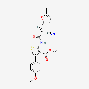 molecular formula C23H20N2O5S B2365465 (E)-ethyl 2-(2-cyano-3-(5-methylfuran-2-yl)acrylamido)-4-(4-methoxyphenyl)thiophene-3-carboxylate CAS No. 374092-06-5