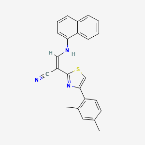 molecular formula C24H19N3S B2365466 (Z)-2-(4-(2,4-二甲基苯基)噻唑-2-基)-3-(萘-1-基氨基)丙烯腈 CAS No. 477187-91-0