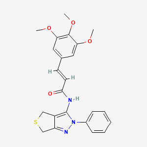 molecular formula C23H23N3O4S B2365474 (E)-N-(2-phenyl-4,6-dihydro-2H-thieno[3,4-c]pyrazol-3-yl)-3-(3,4,5-trimethoxyphenyl)acrylamide CAS No. 476458-01-2