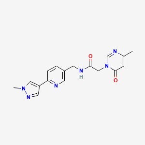 molecular formula C17H18N6O2 B2365480 N-((6-(1-methyl-1H-pyrazol-4-yl)pyridin-3-yl)methyl)-2-(4-methyl-6-oxopyrimidin-1(6H)-yl)acetamide CAS No. 2034461-98-6