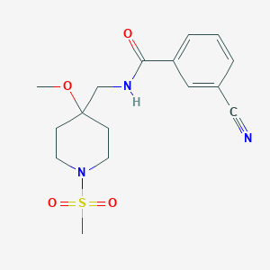 molecular formula C16H21N3O4S B2365488 3-Cyano-N-[(4-methoxy-1-methylsulfonylpiperidin-4-yl)methyl]benzamide CAS No. 2415624-85-8