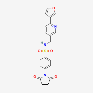 molecular formula C20H17N3O5S B2365492 4-(2,5-dioxopyrrolidin-1-yl)-N-((6-(furan-3-yl)pyridin-3-yl)methyl)benzenesulfonamide CAS No. 2034311-74-3