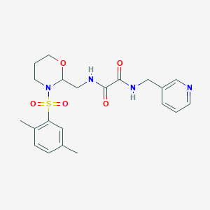 molecular formula C21H26N4O5S B2365497 N-{[3-(2,5-dimethylbenzenesulfonyl)-1,3-oxazinan-2-yl]methyl}-N'-[(pyridin-3-yl)methyl]ethanediamide CAS No. 872724-43-1