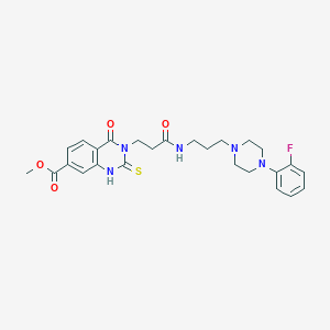 molecular formula C26H30FN5O4S B2365498 Methyl 3-(3-((3-(4-(2-fluorophenyl)piperazin-1-yl)propyl)amino)-3-oxopropyl)-4-oxo-2-thioxo-1,2,3,4-tetrahydroquinazoline-7-carboxylate CAS No. 1114647-50-5