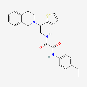 molecular formula C25H27N3O2S B2365509 N1-(2-(3,4-dihydroisoquinolin-2(1H)-yl)-2-(thiophen-2-yl)ethyl)-N2-(4-ethylphenyl)oxalamide CAS No. 898452-74-9