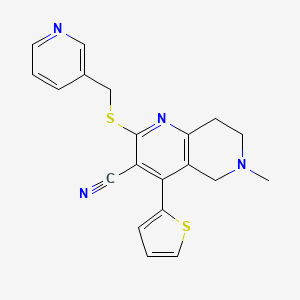 molecular formula C20H18N4S2 B2365516 6-甲基-2-[(3-吡啶基甲基)硫代]-4-(2-噻吩基)-5,6,7,8-四氢[1,6]萘啶-3-腈 CAS No. 496804-69-4