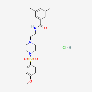 molecular formula C22H30ClN3O4S B2365519 N-(2-(4-((4-methoxyphenyl)sulfonyl)piperazin-1-yl)ethyl)-3,5-dimethylbenzamide hydrochloride CAS No. 1217043-64-5