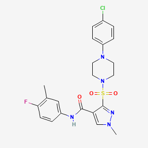 molecular formula C22H23ClFN5O3S B2365530 N-[4-(5-chloro-1H-indol-2-yl)phenyl]-N'-(4-fluorophenyl)urea CAS No. 1251686-90-4