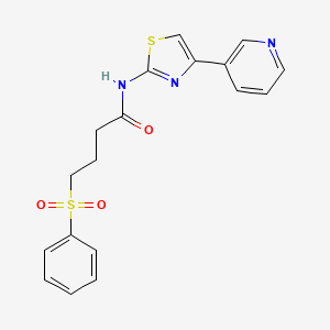 molecular formula C18H17N3O3S2 B2365531 4-(苯基磺酰)-N-(4-(吡啶-3-基)噻唑-2-基)丁酰胺 CAS No. 923000-14-0