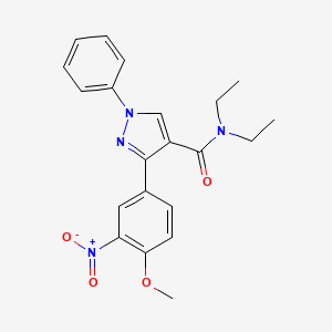 molecular formula C21H22N4O4 B2365532 N,N-diethyl-3-(4-methoxy-3-nitrophenyl)-1-phenyl-1H-pyrazole-4-carboxamide CAS No. 882229-90-5