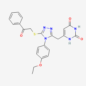 molecular formula C23H21N5O4S B2365543 6-[[4-(4-ethoxyphenyl)-5-phenacylsulfanyl-1,2,4-triazol-3-yl]methyl]-1H-pyrimidine-2,4-dione CAS No. 852153-84-5