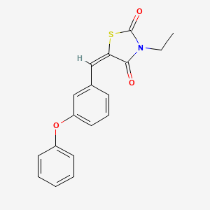 molecular formula C18H15NO3S B2365574 (5E)-3-ethyl-5-[(3-phenoxyphenyl)methylidene]-1,3-thiazolidine-2,4-dione CAS No. 692279-40-6