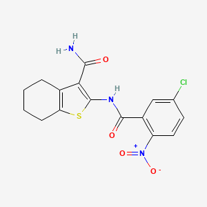 molecular formula C16H14ClN3O4S B2365575 2-[(5-Chloro-2-nitrobenzoyl)amino]-4,5,6,7-tetrahydro-1-benzothiophene-3-carboxamide CAS No. 330201-37-1