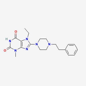 molecular formula C20H26N6O2 B2365578 7-Ethyl-3-methyl-8-[4-(2-phenylethyl)piperazinyl]-1,3,7-trihydropurine-2,6-dio ne CAS No. 878430-00-3