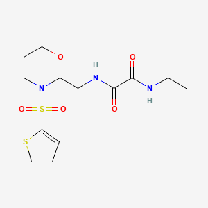 molecular formula C14H21N3O5S2 B2365579 N1-isopropyl-N2-((3-(thiophen-2-ylsulfonyl)-1,3-oxazinan-2-yl)methyl)oxalamide CAS No. 872986-91-9