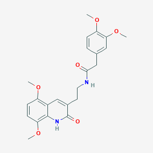 molecular formula C23H26N2O6 B2365583 N-[2-(5,8-dimethoxy-2-oxo-1,2-dihydroquinolin-3-yl)ethyl]-2-(3,4-dimethoxyphenyl)acetamide CAS No. 851404-01-8