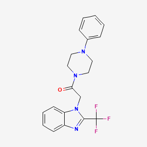 molecular formula C20H19F3N4O B2365586 1-(4-Phenylpiperazin-1-yl)-2-[2-(trifluoromethyl)benzimidazol-1-yl]ethanone CAS No. 551920-99-1